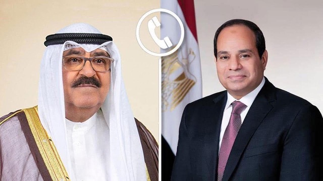 السيسي وأمير الكويت يدينان العدوان الإسرائيلي على غزة ويدعوان لحل الدولتين لتحقيق السلام