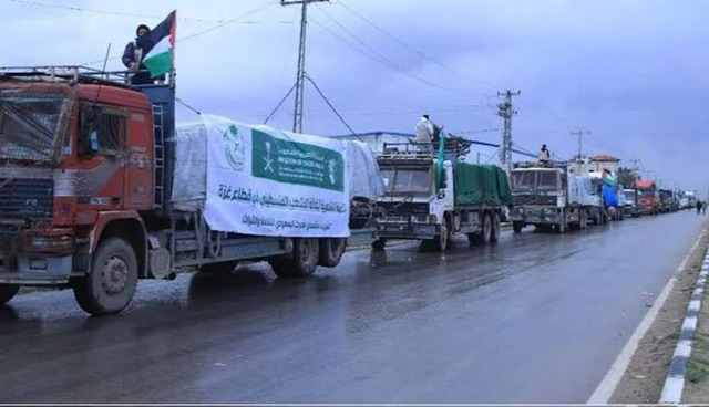 وصول قوافل إغاثية سعودية جديدة إلى شمال قطاع غزة