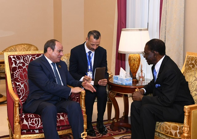 السيسي يبحث مع رئيس غينيا الاستوائية تعزيز التعاون الثنائي والتكامل القاري 