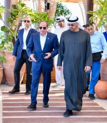 بالصور.. السيسي يودّع بن زايد بمطار العلمين في ختام زيارة عززت التنسيق والتشاور بين مصر والإمارات