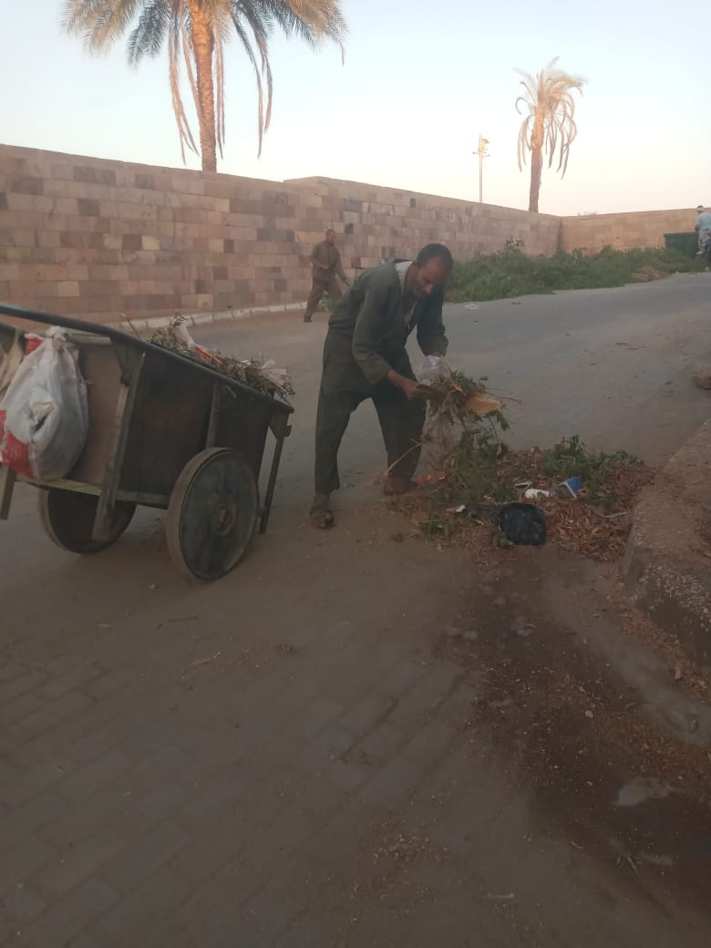 رفع 15 طن أتربة وتراكمات خلال حملة نظافة موسعة بمنطقة شمال الأقصر


