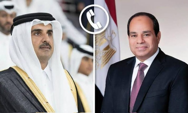 الرئيس السيسي يعرب لأمير قطر عن إدانة مصر البالغة للعمل العدواني الاسرائيلي ضد دولة قطر الشقيقة