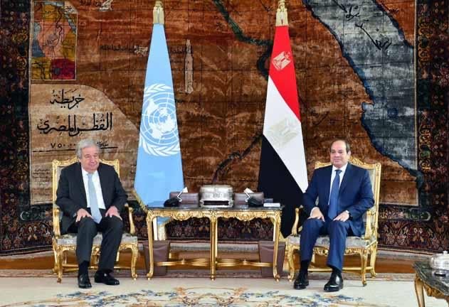 الرئيس السيسي وجوتيريش يبحثان تطورات غزة والأوضاع الإقليمية وإصلاح منظومة الأمم المتحدة