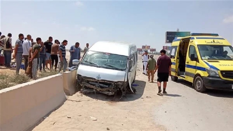 مصرع وإصابة 9 عاملات سودانيات في حادث انقلاب سيارة ميكروباص فى طريق الضبعة
