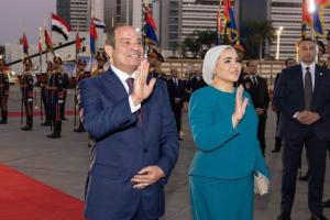 السيدة انتصار السيسى: من أرض النيل نرحب بكل محبة بالرئيس الصينى وقرينته